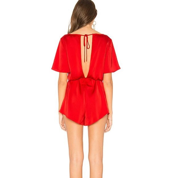 Revolve By The Way Red Silky Romper - Picture 3 of 5